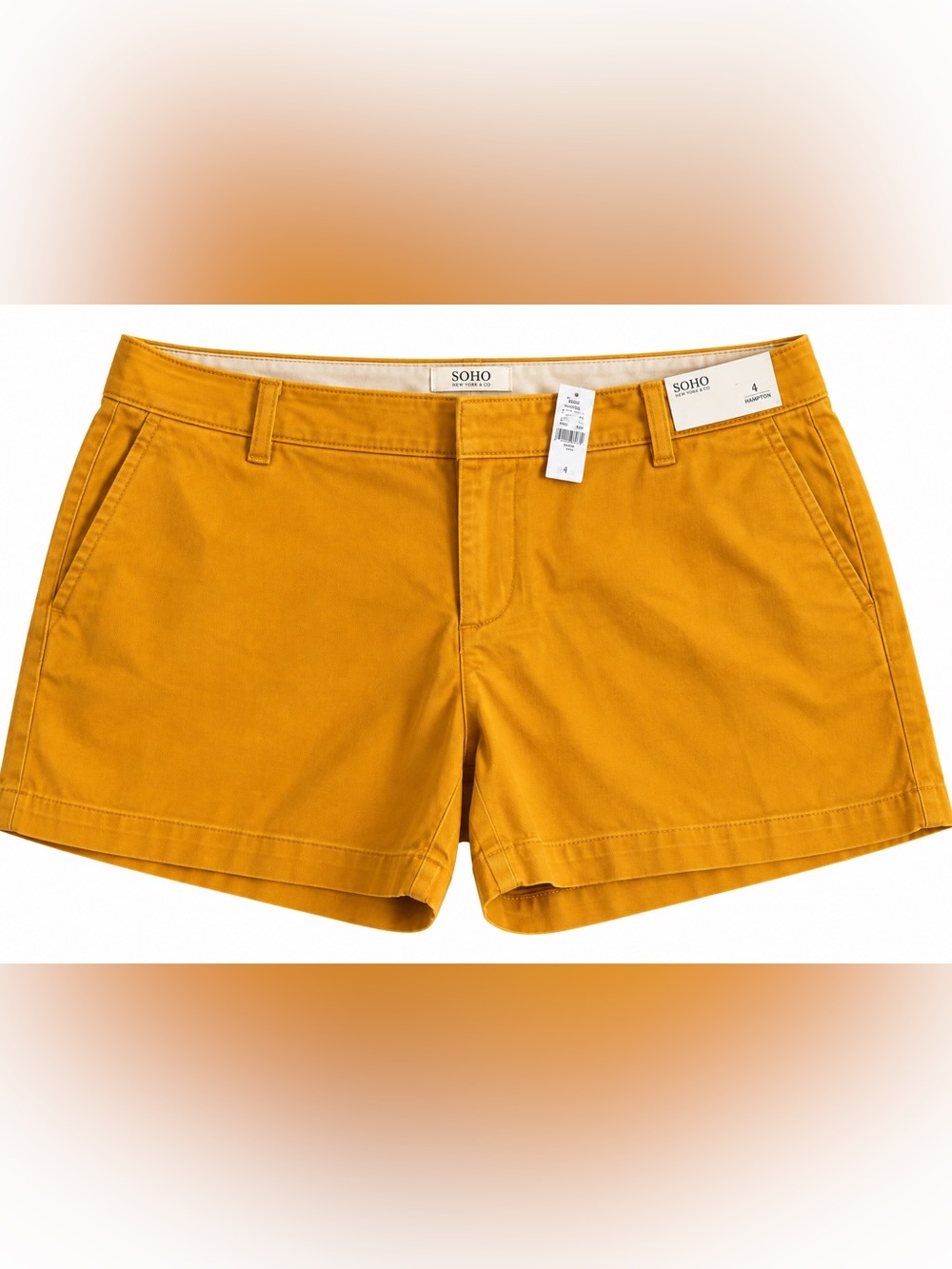 NWT SOHO New York and CO 4” golden Hampton shorts